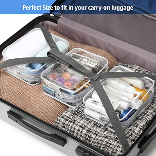 Image of Clear Toiletry Bag, Packism 3 Pack TSA Approved Toiletry Bag Quart Size Bag, Travel Makeup Cosmetic Bag for Women Men, Carry on Airport Airline Compliant Bag, 3 White Large, 3 Pack, 3 Large