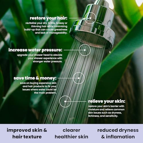 Filtered Showerhead - Best Shower Head With Filters For Healthy Hair & Skin - High Pressure Water Softener For Hard Water - Reduce Dandruff, Protect Colored Hair, And Soothe Dry Skin (Chrome)