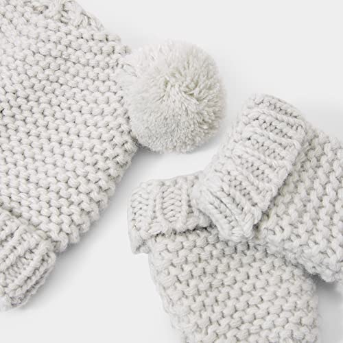 KATIE LOXTON Unisex Baby 0-6 Month Knit Pom Pom Hat and Mitten Set of 2 in Grey4