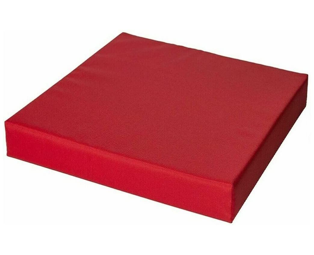 Hendem 4cm Thick Waterproof Seat Pad Indoor Outdoor Garden Rattan Furniture Foam Pad With Strong Fabric Removable Zipper Cover (51 x 51 cm / 20" x 20", Red)