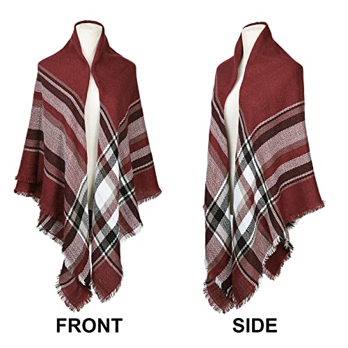 Surblue Warm Stylish Elegant British Style Color Blocking Plaid Shawl Blanket Scarf2