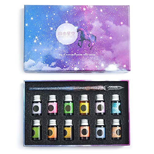 HELYZQ Caneta de vidro Crystal Starry para escrever canetas-tinteiro, presente