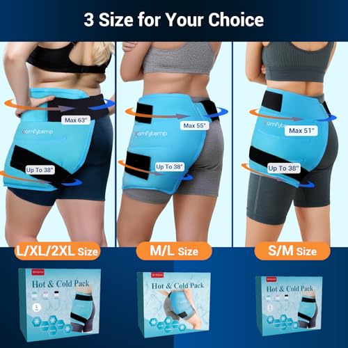 Image of Comfytemp Hip Ice Pack Wrap for Sciatica Pain Relief, Hip Replacement After Surgery, Reusable Gel Ice Pack for Injuries, Hot Cold Compress Recovery Items Physical Therapy for Men Women Mom Dad (M /L)