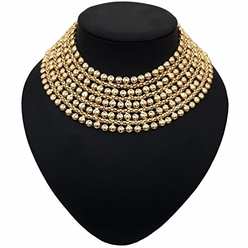 Manilai Chunky Metal Statement Necklace For Women Neck Bib Collar Choker Necklace Maxi Jewelry (Gold) #TOP3