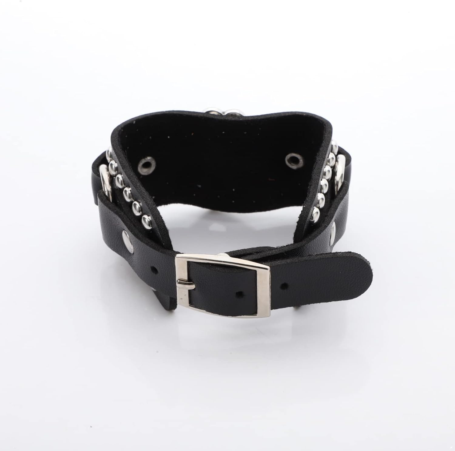 YiZYiF Gothic Punk Rock Adjustable Leather Wristband Cuff Halloween Party Favors Clubwear