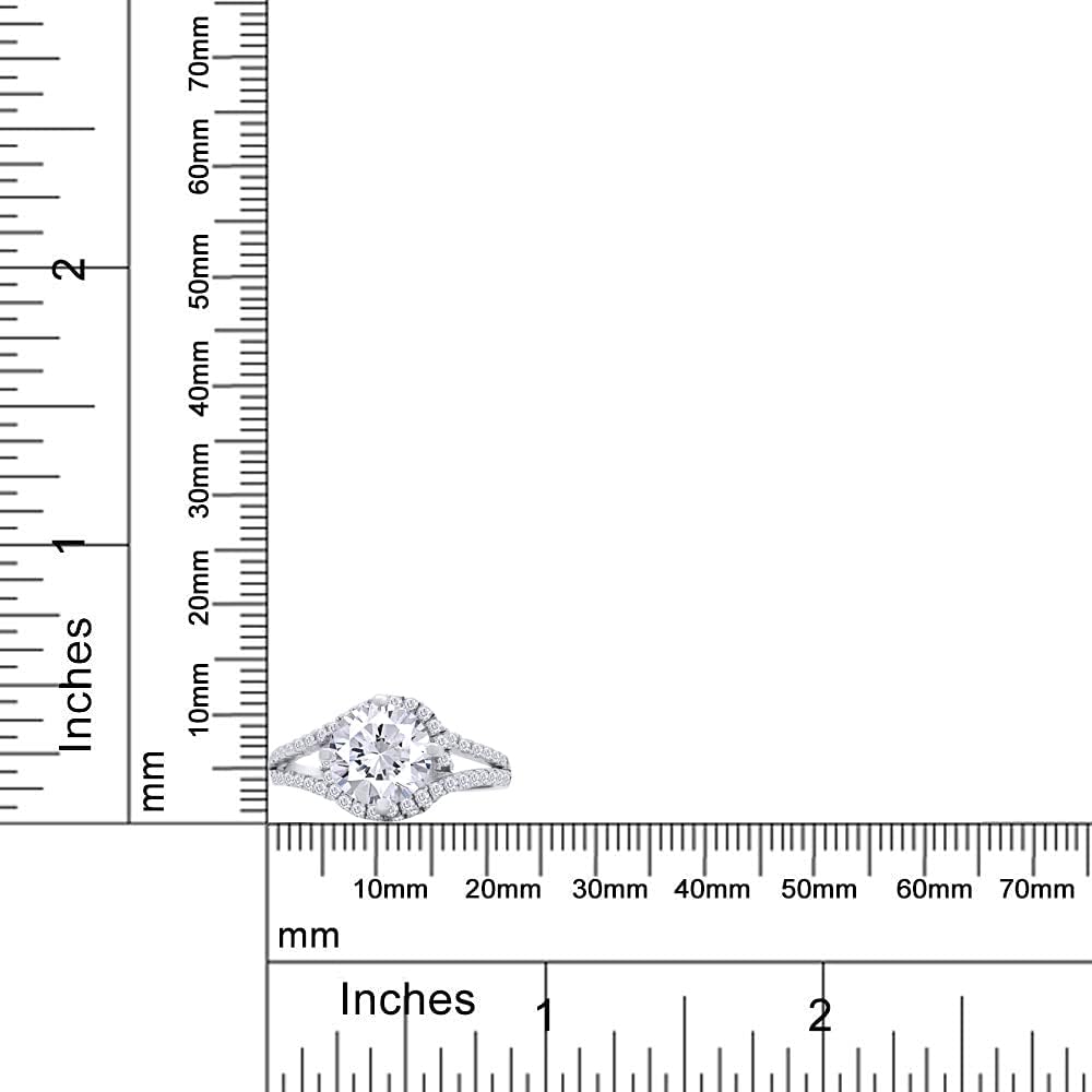 7MM Center Round Cut Sparkling White Cubic Zirconia Split Shank Bypass Engagement Ring In 14k Gold Over Sterling Silver Jewelry for Women
