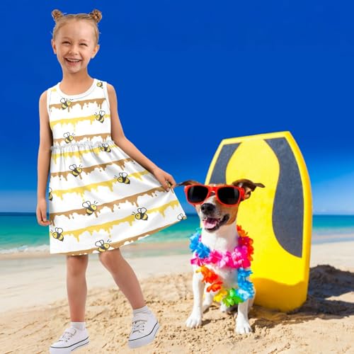 Little Girls Cotton Dress Sleeveless Casual Summer Sundress Printed Jumper Skirt 2-8 Years4