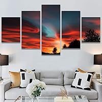 SIGNWIN 5 Panel Canvas Wall Art Setting in The Trees for Home Decorations Ready to Hang - 60