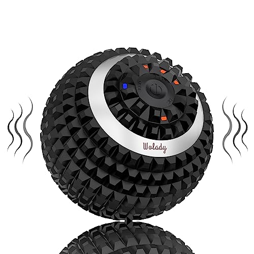 Wolady Vibrating Massage Ball 4-Speed High-Intensity Fitness Yoga Massage Roller, Relieving Muscle Tension Pain & Pressure Massaging Balls (Black)