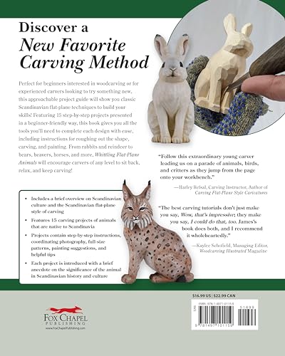 Whittling Flat-Plane Animals: 15 Projects to Carve with Just One Knife (Fox Chapel Publishing) Easy Woodcarving Designs for Reindeer, Bears, Ravens, Hares, and More; Beginner to Intermediate Projects - Image 2