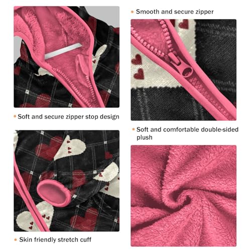 Diamond Grid Heart Love Girls Fleece Jacket Girls Fall Jacket Girl Coats Zip Up Hoodie Children Sherpa Warm Outerwear 2-10T3