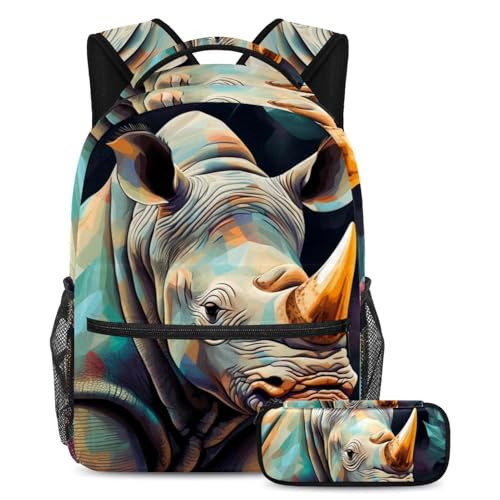Sac à dos et trousse rhinocéros grand volume avec bretelles confortables
