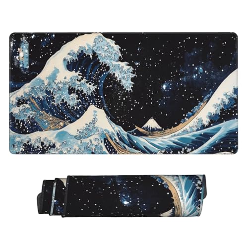 Tapis de Souris Gamer XXL 500x250mm, Grand Ordinateur Mouse Pad Gaming avec Bords Cousus et Base en Caoutchouc antidérapante Japonais Mousepad, pour Gamer, PC, Personnel de Bureau C9540