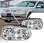 PM PERFORMOTOR 2Pcs Headlight(Headlamp) Assembly w/Projector Fog Lamp Compatible with VW Cabrio Golf 99-06,Chrome Housing/Clear Lens