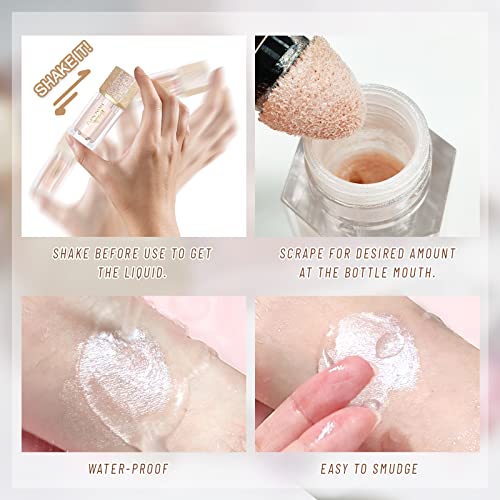 U-Shinein Liquid Highlighter, Shake Cream Highlighter For 3D Face Body Shaping, Waterproof Smooth Highlighter, Silky Lightweight Matte Finish Liquid Face Concealer, Shake To Get Highlighter (Medium) #TOP4