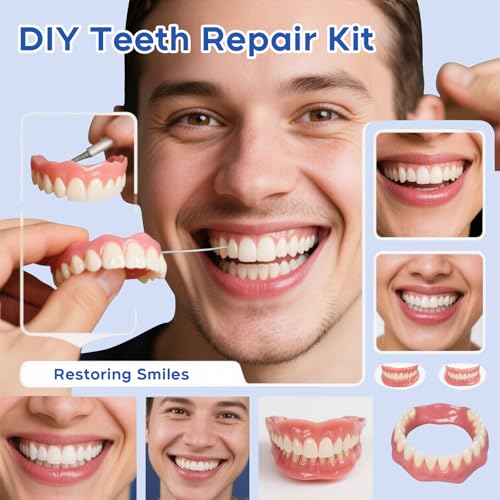 Denture Do it Yourself Full Set of Top and Bottom Fake Teeth, for Improve Smile, DIY Kit Easy and Convenient, Fake Teeth Repair Missing Teeth, Protect Your Teeth -A0224