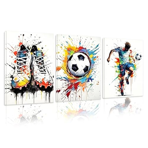 Tableau mural cadre 30x40 football lot de 3 affiches graffiti de salon