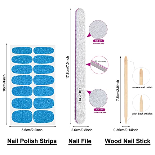 Danneasy 24 Sheets Glitter Nail Polish Stickers Full Nail Wraps For Women Self Adhesive Nail Polish Strips Gel Nail Strips Stick On Nails Manicure Kit With Nail File, Cuticle Stick #TOP6
