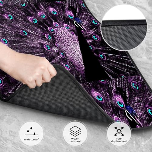 Alfombrillas para coche para viajar en familia juego de neopreno antideslizante pavo real púrpura 4