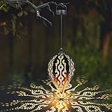 Farol Solar Exterior Jardin GolWof LED Luz Colgante de Jardín IP44 Impermeable Lámpara Colgante Solar Linterna Solar de Metal para Jardín Porche Patio Césped Partido (Propina)