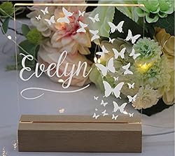 Any Name and Butterflies Personalised Night Light LED Lamp Gift NLM-26
