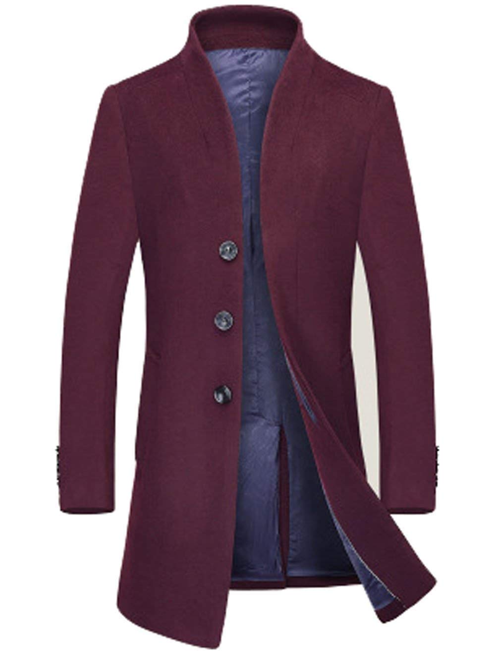 Huixin Płaszcz męski, zimowy, slim fit, biznesowy, długi, męski płaszcz, smukły, wiatroszczelny, kurtka z długim rękawem, stójka, ciepły płaszcz