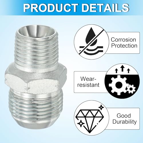 Image of PATIKIL Pipe Adapter Connector 1-1 /16 inch Male 74 Flare JIC x 1 /2 inch Male R Pipe Fitting Oil Feed Restrictor Fitting Hydraulic Connector for Oil Steam Water Pipelines System