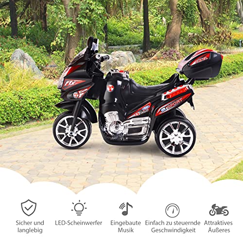 COSTWAY 6V Kinder Elektromotorrad mit Buntem Scheinwerfer, Musik, Vorwärts- und Rückwärtsfunktion, 3 km/h, inkl… – Bild 8