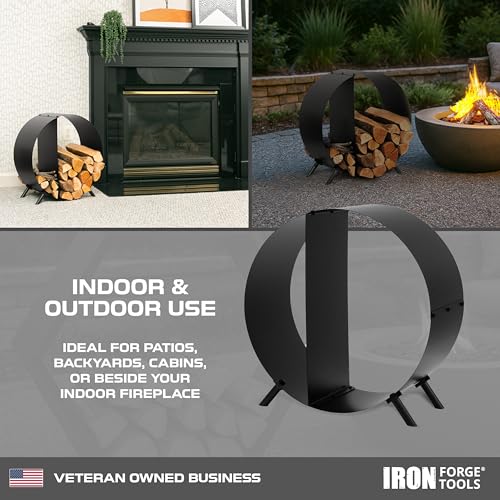Iron Forge Tools Firewood Rack, 30 Inch Circular Fire Log Holder, Indoor by Iron Forge Tools - Image 4