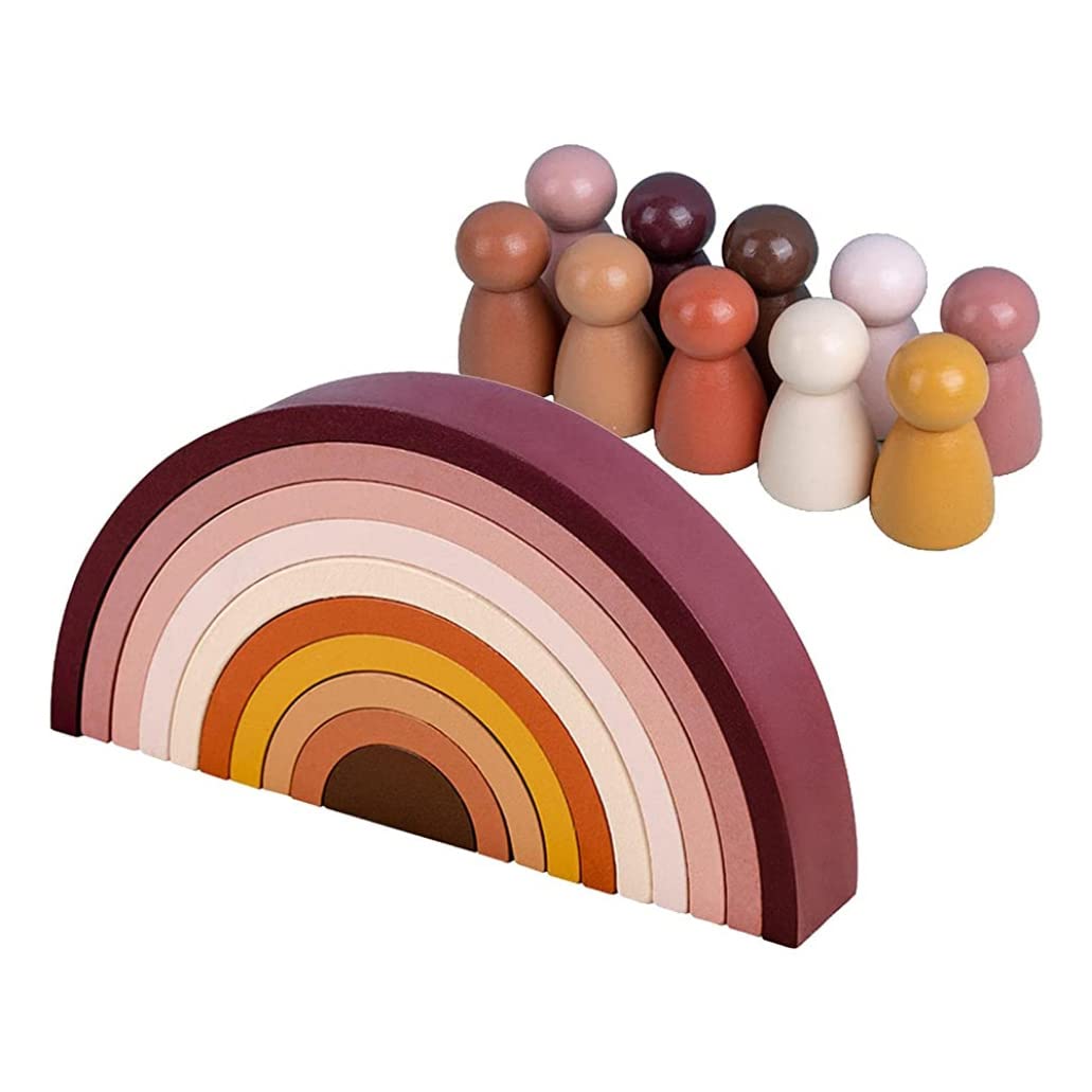 Liummrcy. Wooden Rainbow Stacker Toys Stacker Blocks Development Toys Rainbow Stacking Toy Rainbow Stacker Colorful Blocks for Kids 20PCS.