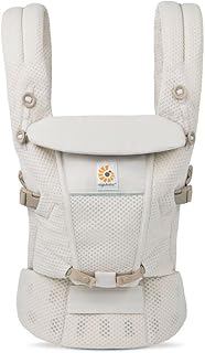 Ergobaby Adapt Babytrage für Neugeborene ab Geburt, 3-Positionen SoftFlex Mesh Ergonomische Babybauchtrage Rückentrage Baby-Tragetasche, Natural Beige, 1 Einheit