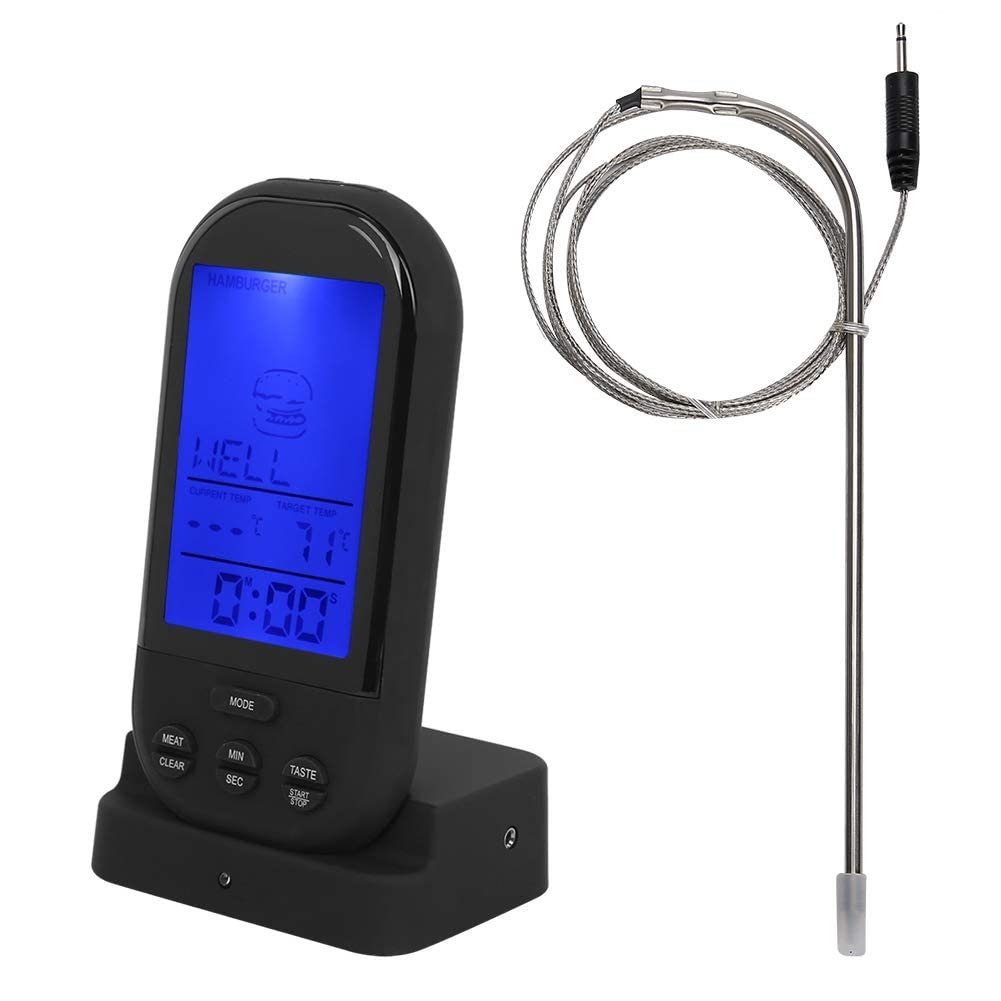 Termometro per Carne, Lettura istantanea, termometro LCD Digitale, termometro da Cucina per bistecche Wireless, con Doppie sonde in Acciaio Inossidabile per Cucinare, Grigliare Barbecue, Forno