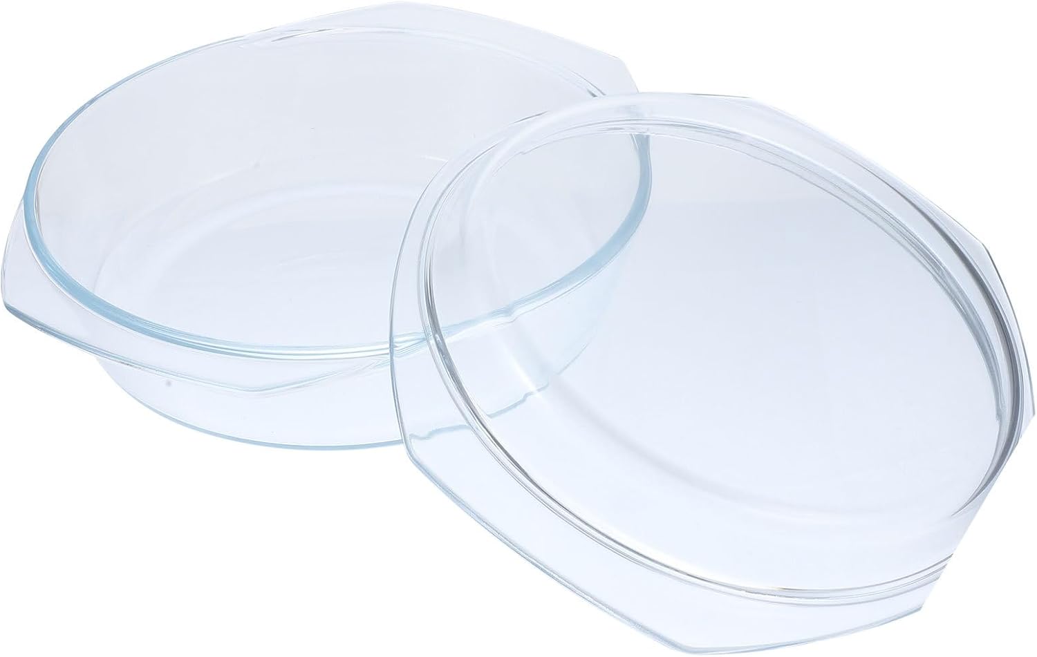 BESPORTBLE Glass Casserole Dish with Lid 1.7L Microwave Safe Covered Glass Cookware Round Kitchen Bakeware for Home Use