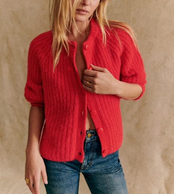 Women Button Down Cardigan Sweater Long Sleeve Chunky Cardigan Top Casual Knit Jacket Fall Winter Streetwear4