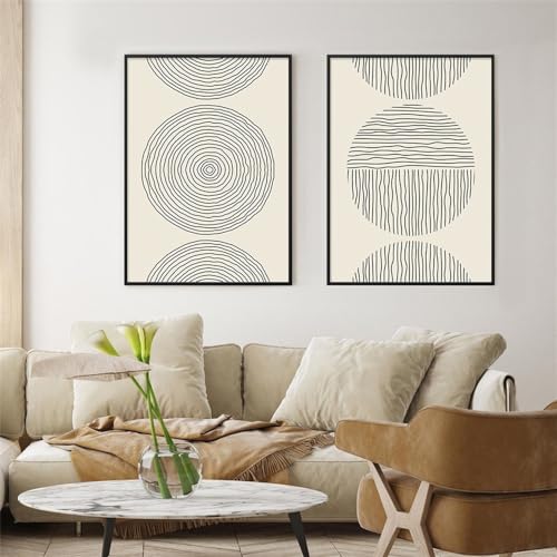 Lienzos abstractos geométricos para renovar las paredes de tu sala de estar 2