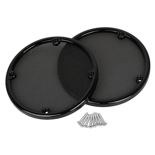 Image of Rear Speaker Trim Grills Mesh Covers For Harley Electra Glide 1996-2013 Street Glide 2006-2013 Ultra Limited FLHTK 2010-2013, Black Mesh+Black Trim