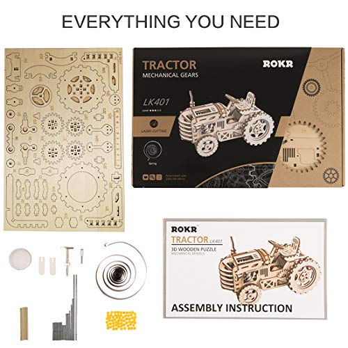 Rokr Mechanical Models,3-D Assembly Wooden Puzzle,Diy Assembly Toy,Mechanical Gears Constructor Engineering Kits,Brain Teaser,Best Gifts For Adults & Teens #TOP5