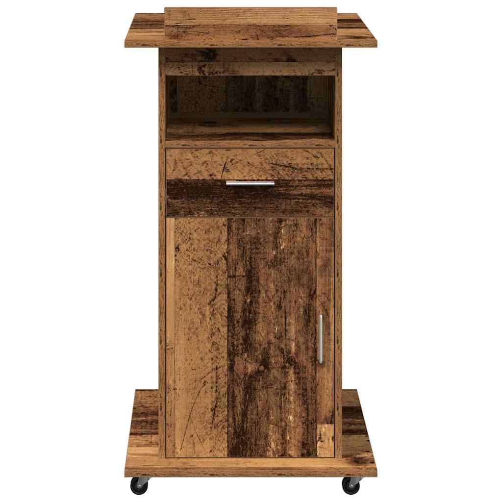 Rednerpult mit Rollen, Altholz Holzwerkstoff, Verstellbarer Stehpult für Zuhause, Computer, Arbeit, Büro, Schreibtisch, 100 kg