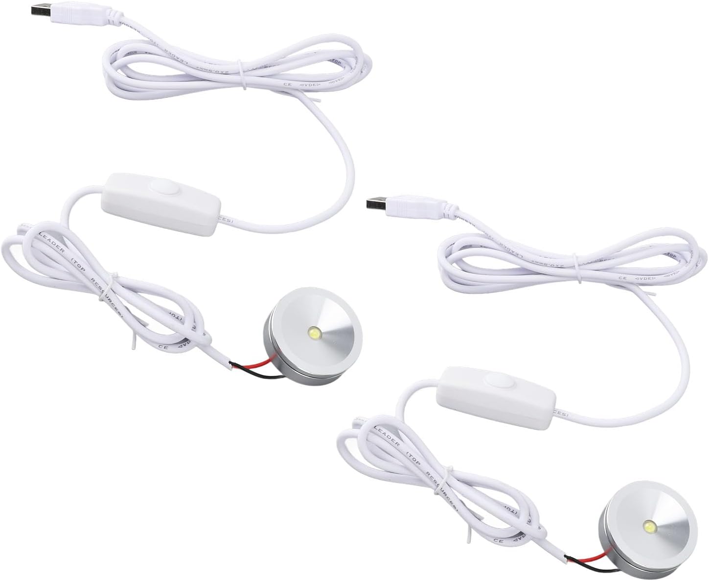 Dimmable LED Mini Spotlight, USB 5V Stepless Brightness Dimming with 6.6ft Cable and Double Sided Tape, for Display Cabinets Jewelry Cabinets Cupboards (Netural Light)