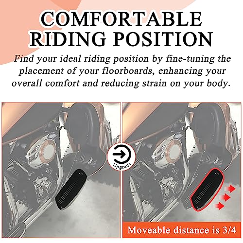 FOVPLUE Driver Floorboard Spacers,3/4\" Driver Floorboard Extension Kit for Harley Touring 2009-2024,for CVO Electra Glide Road Glide Road King Revival FLH Street Glide Tri Glide Ultra Classic,Black