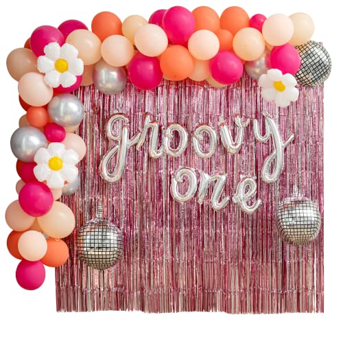 Groovy One Party Decorations Girl (95 Piece Set) One Groovy Baby Birthday Decorations Girl Kit I Groovy Party Decorations I 1st Birthday Party Decorations