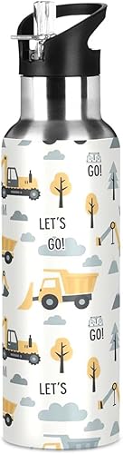 Miniatura 8 de Botella de agua aislada al vacío de acero inoxidable para vehículos de construcción, botellas de agua a prueba de fugas, botella de agua deportiva