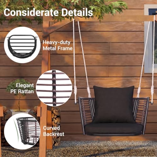 Image of Tangkula 2 Pack Outdoor Hanging Porch Swing with Cushions, Single Person