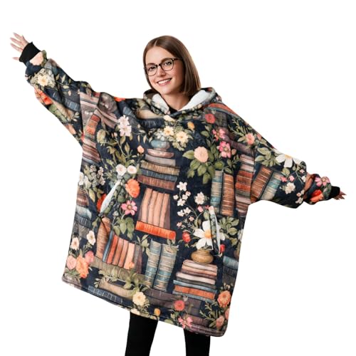 Cadeau pour lecteur : grand sweat plaid à capuche adulte original