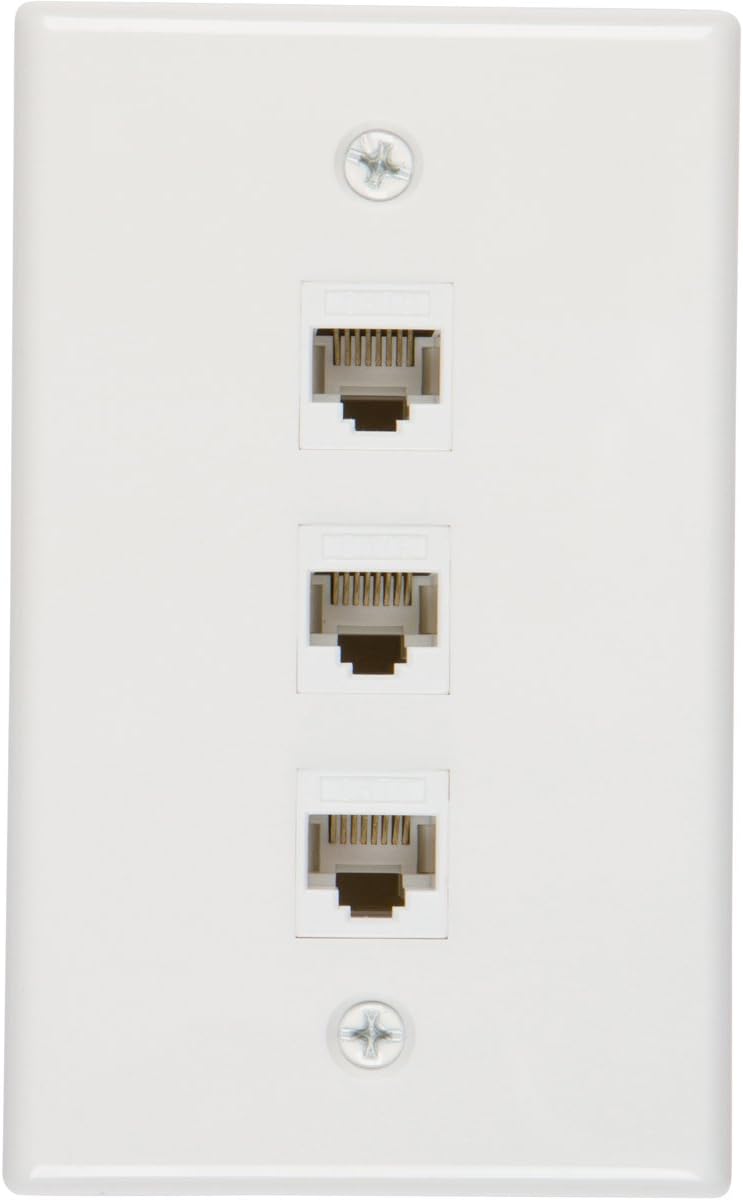 Exclusive Discount 60% Price Buyer's Point 3 Port Cat6 Wall Plate, Female-Female White with Single Gang Low Voltage Mounting Bracket Device (2, 3 Port)