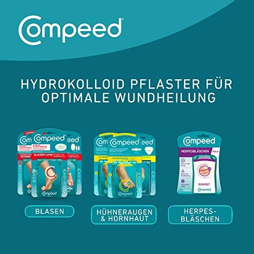 Compeed Corn Medium Size Plasters, 10 Hydrocolloid Plasters, Foot Care, Fast Natural Corn Removal, Dimensions: 1.7 cm x 6.0 cm