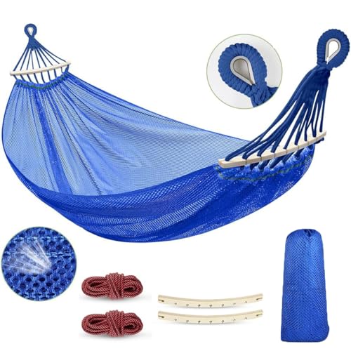 Outerman Camping Hammock,Net Hammock 290 * 150cm(Max 550lb) Breathable Durable Single & Double Portable Hammocks, Perfect for Outdoor/Indoor Garden， Hiking