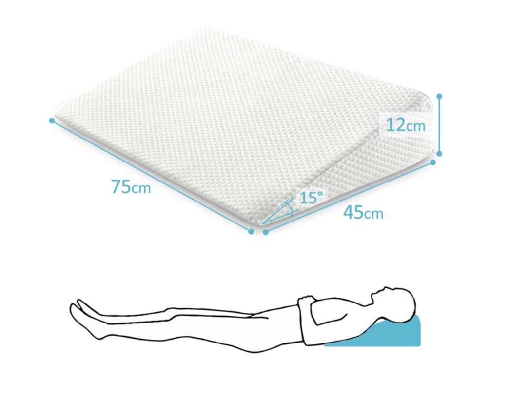 Cojín antireflujo de cuña para adultos, para trastornos de reflujo gastroesofágicos, desenfundable y lavable, transpirable e hipoalergénico, totalmente fabricado en Italia