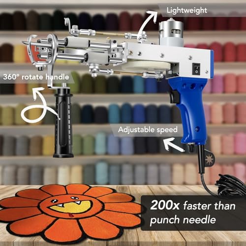 Image of 2 in 1 Tufting Gun - artufting 2 in 1 Cut Pile & Loop Pile Rug Tufting Gun AK-Duo - Easy-to-Use Rug Making Kit - Ideal for Craft Devotees, Crafting Studios & Social Media Creators (Blue)