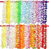 GWHOLE 50 Stück Hawaiikette Hawaii Blumenketten Halskette Hawaiianische Girlande Blumenkette Luau Blumen Lei Hawaii Kette Blumen Halskette Bunt Deko für Party Strand Bar Geburtstag Nachtbar